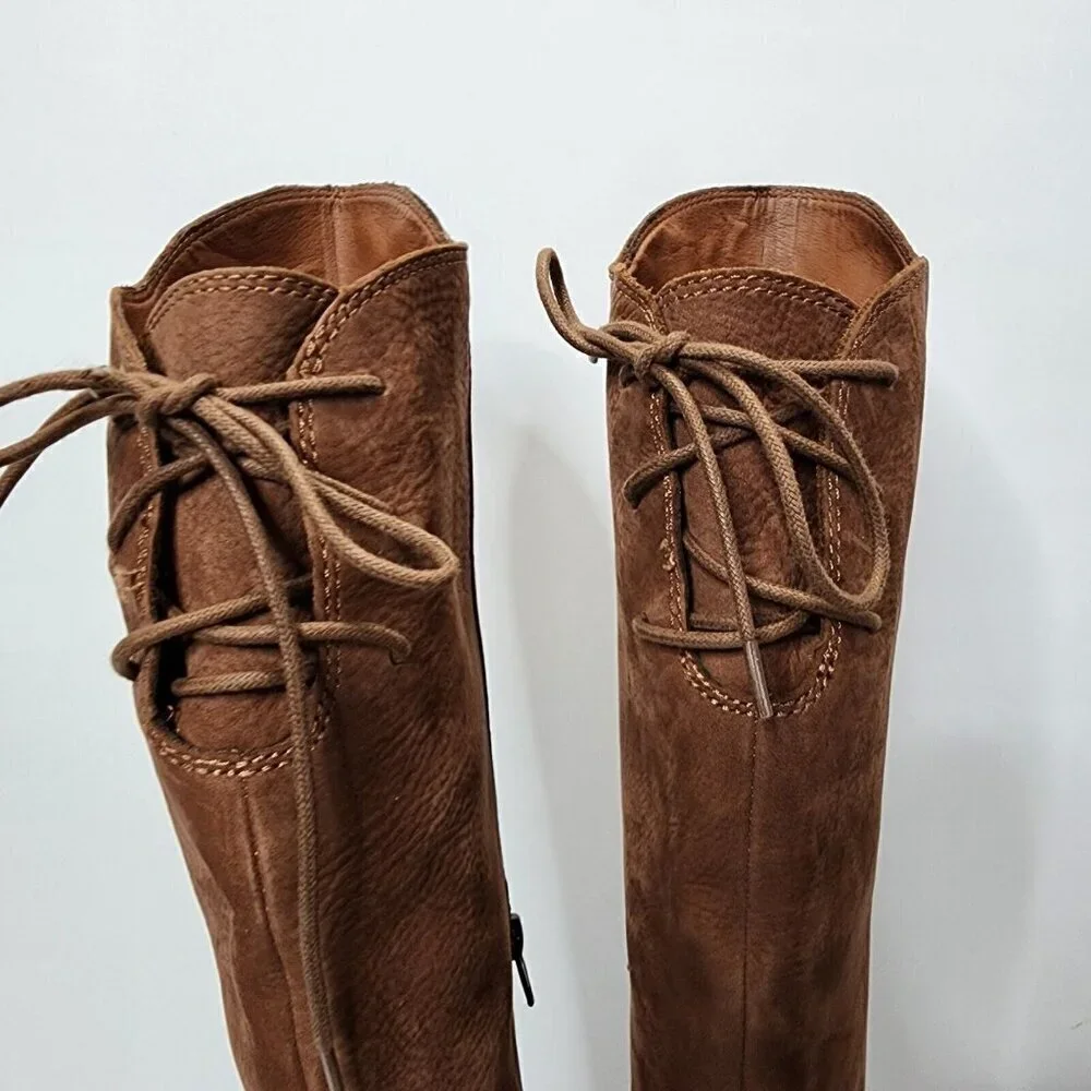 NWOB Lucky‎ Brand Pembe Brown Leather OTK Over the Knee Riding Boots Women's 7